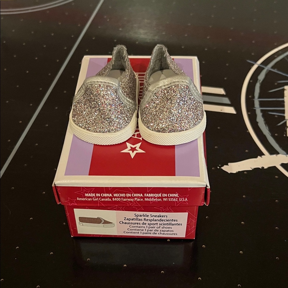 American Girl Glitter Sneakers - Silver with box